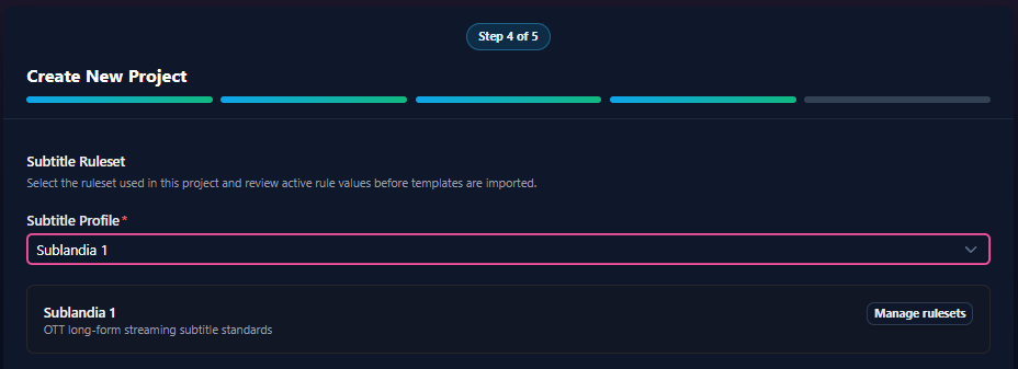 Subtitle ruleset settings in Sublandia Editor